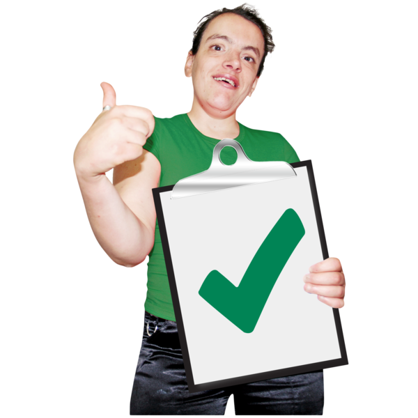 Picture of lady holding a big green tick