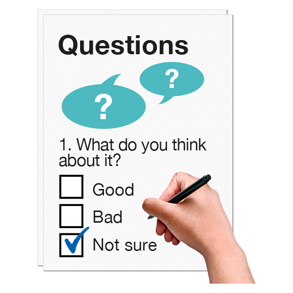 Picture of a survey with tick box questions